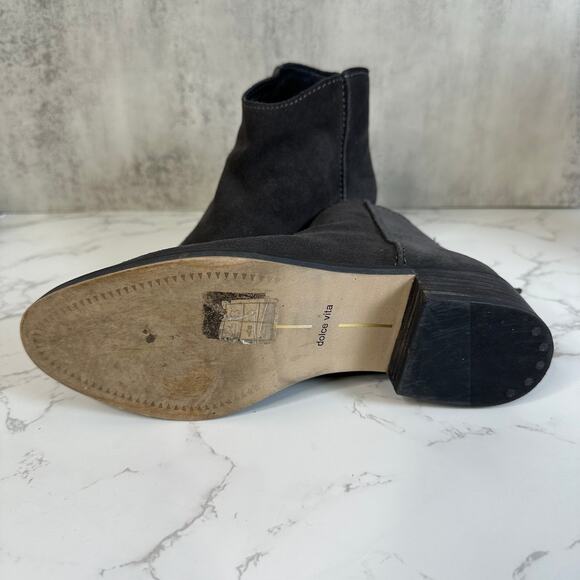 Dolce Vita Tucker Ankle Booties Dark Gray Womens Size 6.5 Suede Leather Mid Top - Picture 6 of 7